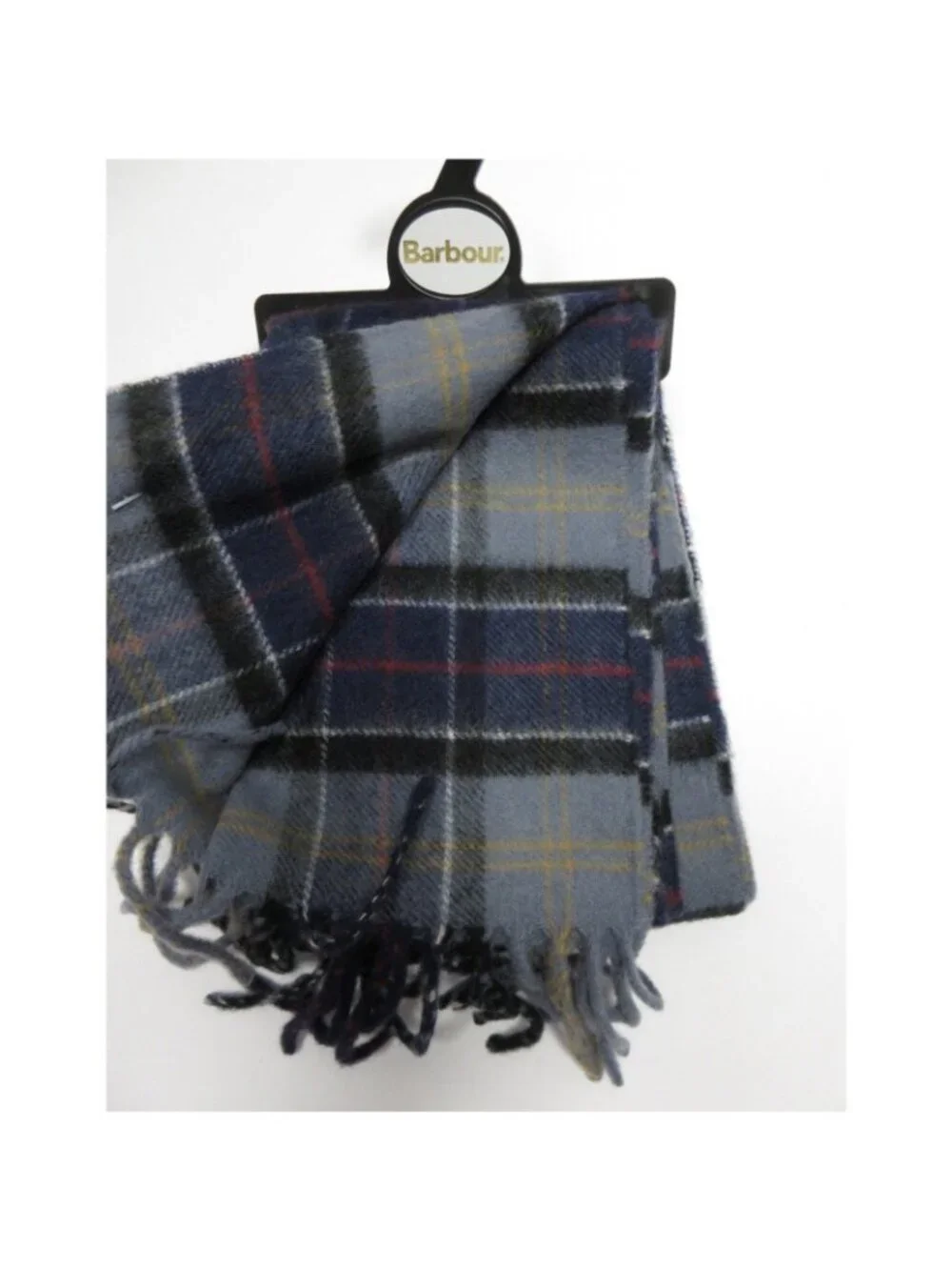 Barbour Scarf OS Cashmere Tartan Plaid Fringe Made In Scotland NEW